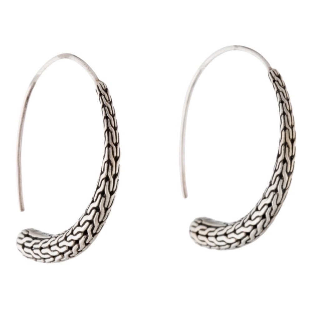 John Hardy sterling Silver Classic Chain Hoop Earrings, NWOT